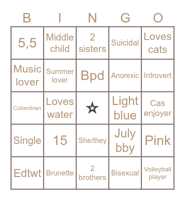 ARI’S Bingo Card