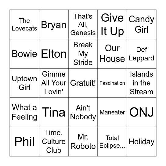 1983 Bingo Card