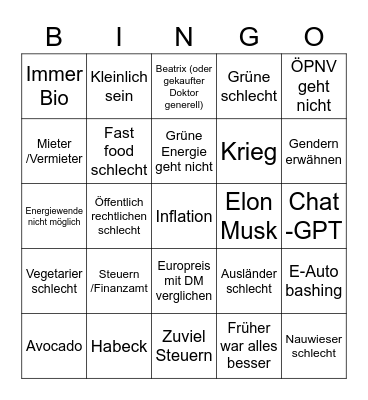 Family Bingo Card