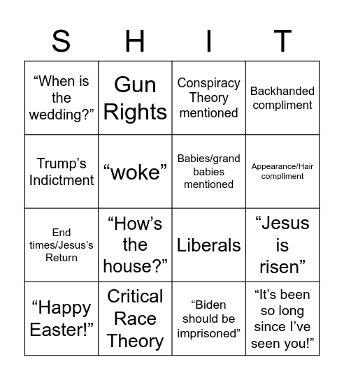 Easter Bingo Card