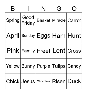 Easter Bingo Card