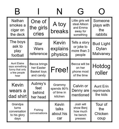 A Hollenbaugh Easter Bingo Card