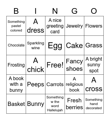 Lia's Easter Bingo Scavenger Hunt Bingo Card