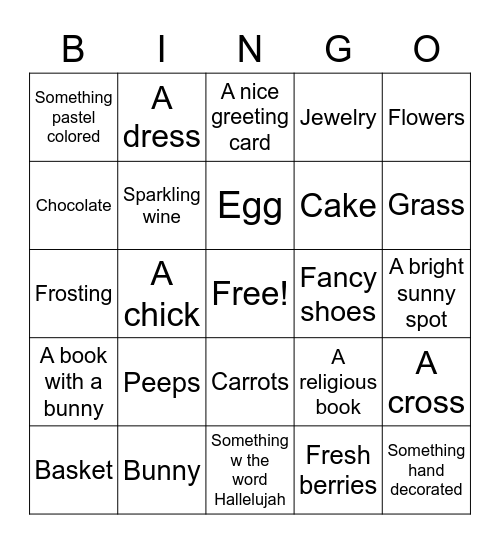 Lia's Easter Bingo Scavenger Hunt Bingo Card