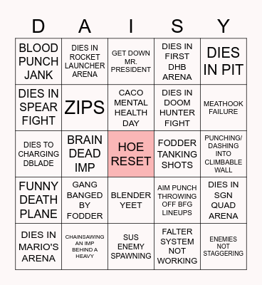 DOOM ETERNAL MEME BINGO Card