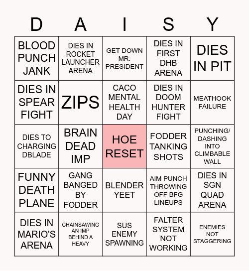 DOOM ETERNAL MEME BINGO Card