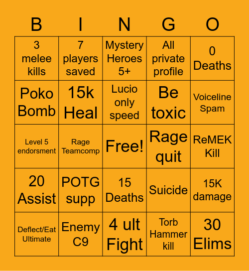 OW2 Bingo Card