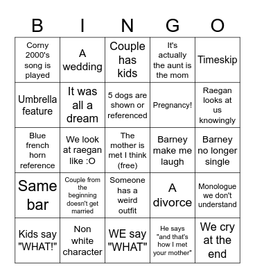 HIMYM finale!!!!!!! We have not seen it.. Bingo Card