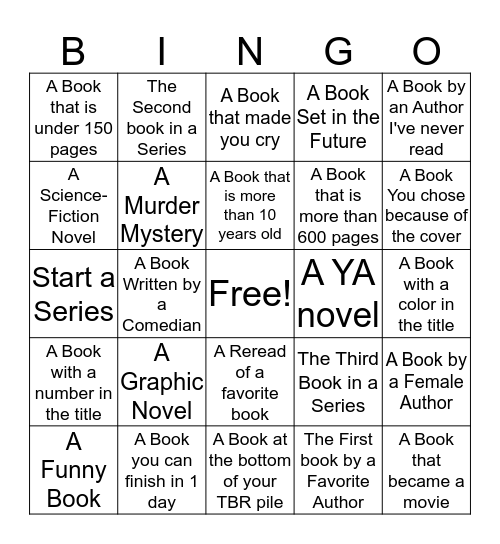 Andrea Book Bingo 2016 Bingo Card