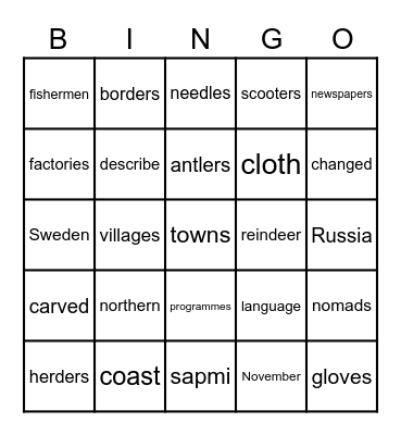 The Sami People Bingo Card