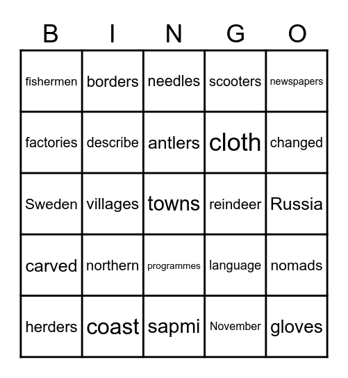 The Sami People Bingo Card