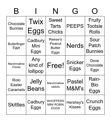 Easter Bingo Card