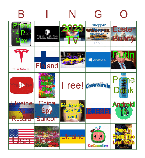 April 2023 Bingo Card
