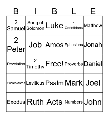 Bible Bingo Card