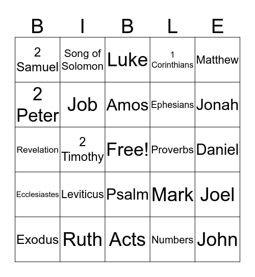 Bible Bingo Card