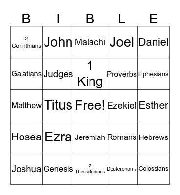 Bible Bingo Card