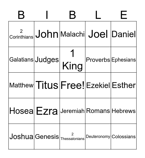 Bible Bingo Card