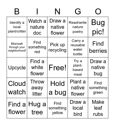 Bugtown Bingo Card