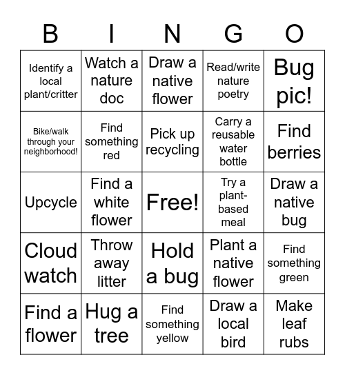 Bugtown Bingo Card