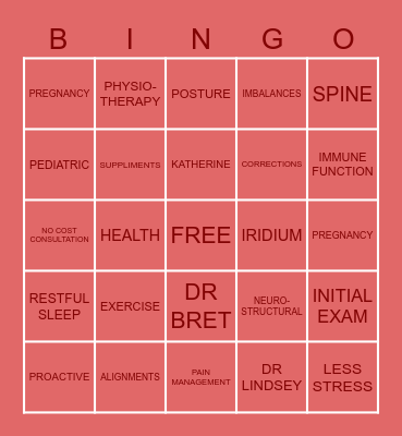 PLATINUM CHIRO BINGO Card