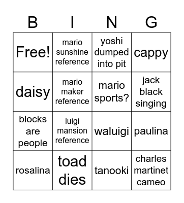 MARIO MOVIE Bingo Card