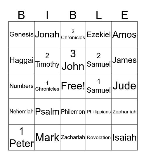 Bible Bingo Card