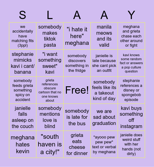 Freeesia Bingo pt2 Bingo Card