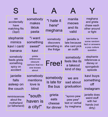 Freeesia Bingo pt2 Bingo Card