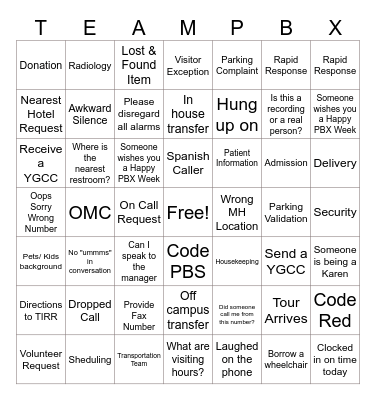 National Public Safety Telecommunications Week Bingo Card