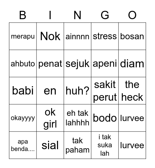 Nina bingo - naim Bingo Card