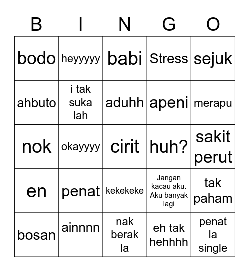 ain Bingo Card