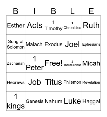 Bible Bingo Card