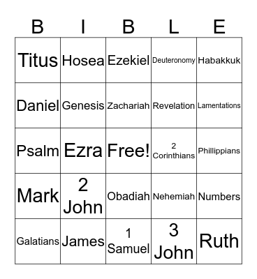 Bible Bingo Card