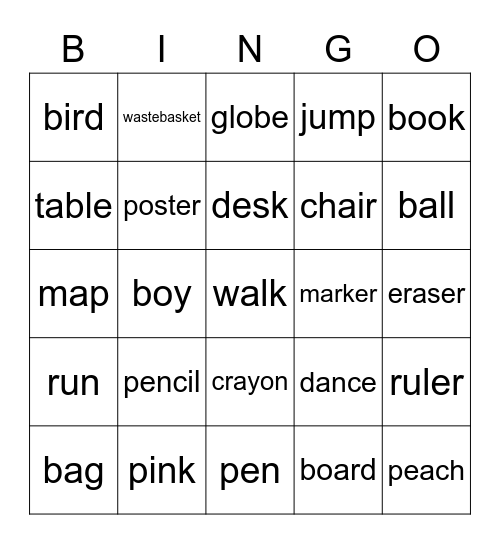 Unit 1 Bingo Card