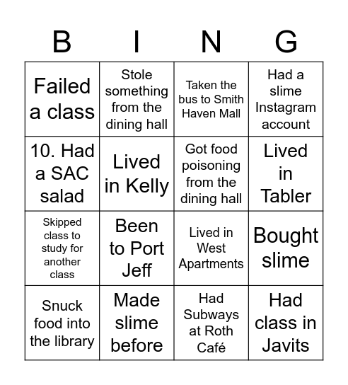Slingo Bingo Card