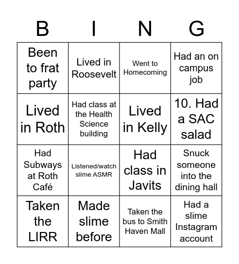 Slingo Bingo Card