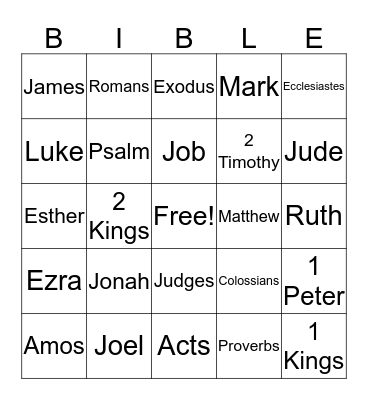 Bible Bingo Card