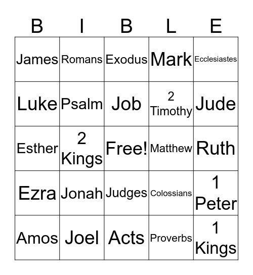 Bible Bingo Card