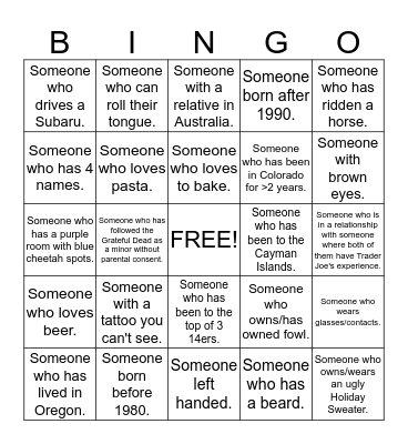 Store #303 Holiday Party BINGO! Bingo Card