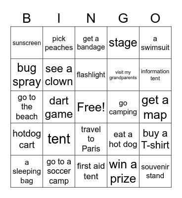 At the Festival & Vacation Plans Bingo Card
