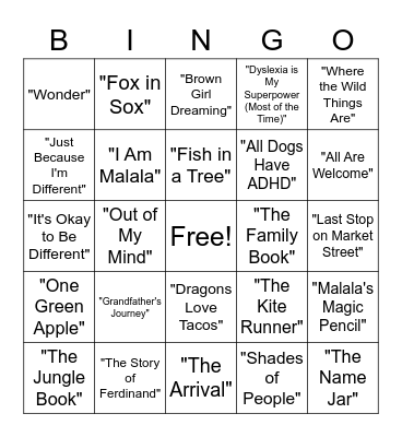 ISASC Book Week Bingo Card