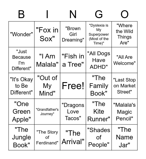 ISASC Book Week Bingo Card