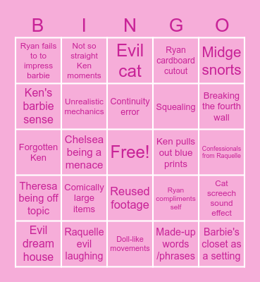 Barbie Bingo Card