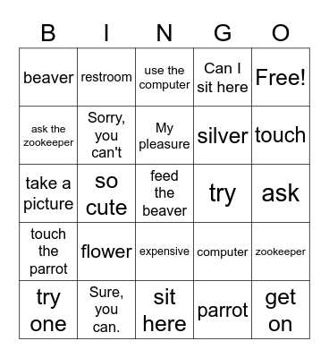 Can I take a  picture? Bingo Card