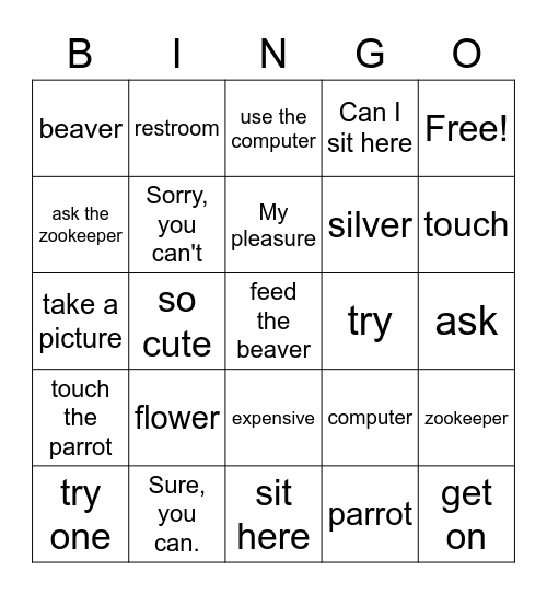 Can I take a  picture? Bingo Card