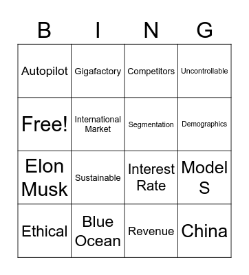 Tesla Bingo! Bingo Card