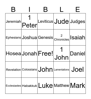 Bible Bingo Card