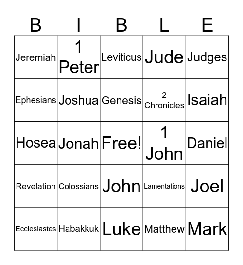 Bible Bingo Card