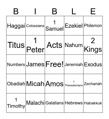 Bible Bingo Card