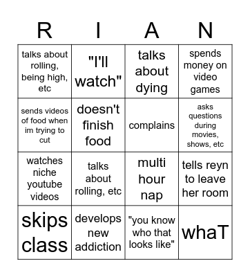 ria bingo Card